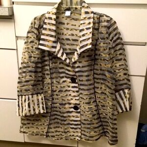 Danee, Inc. Jacket with buttons, animal print striped